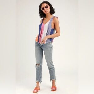 NWT Free People Sleeveless Tank Top with Shoulder Ties, Medium Boho Retro Summer